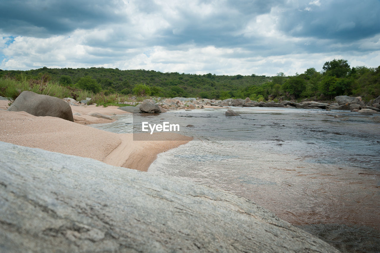 Scenic view of land against sky