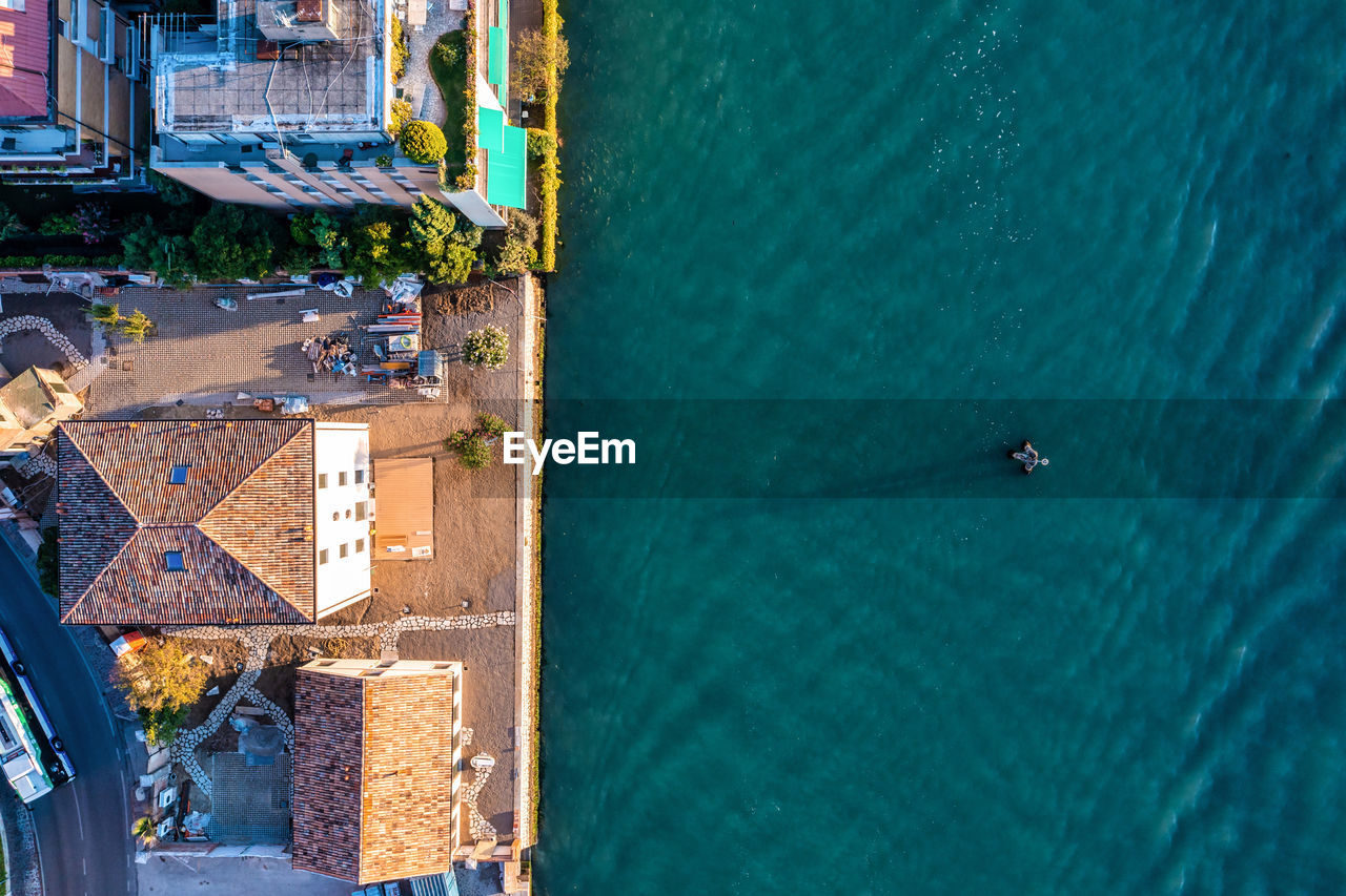 Aerial view of the lido de venezia island in venice, italy.