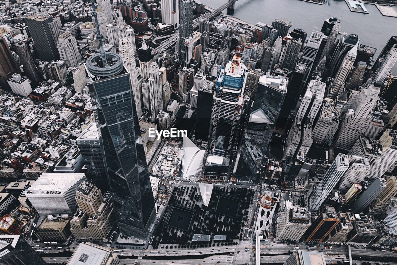 Aerial view of one world trade center in city