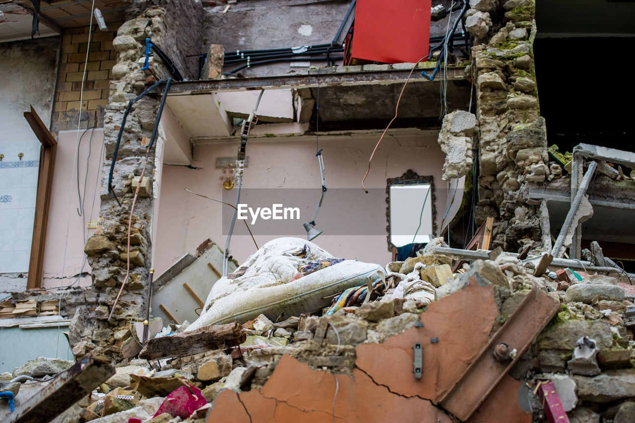 DAMAGED BUILDING IN ABANDONED