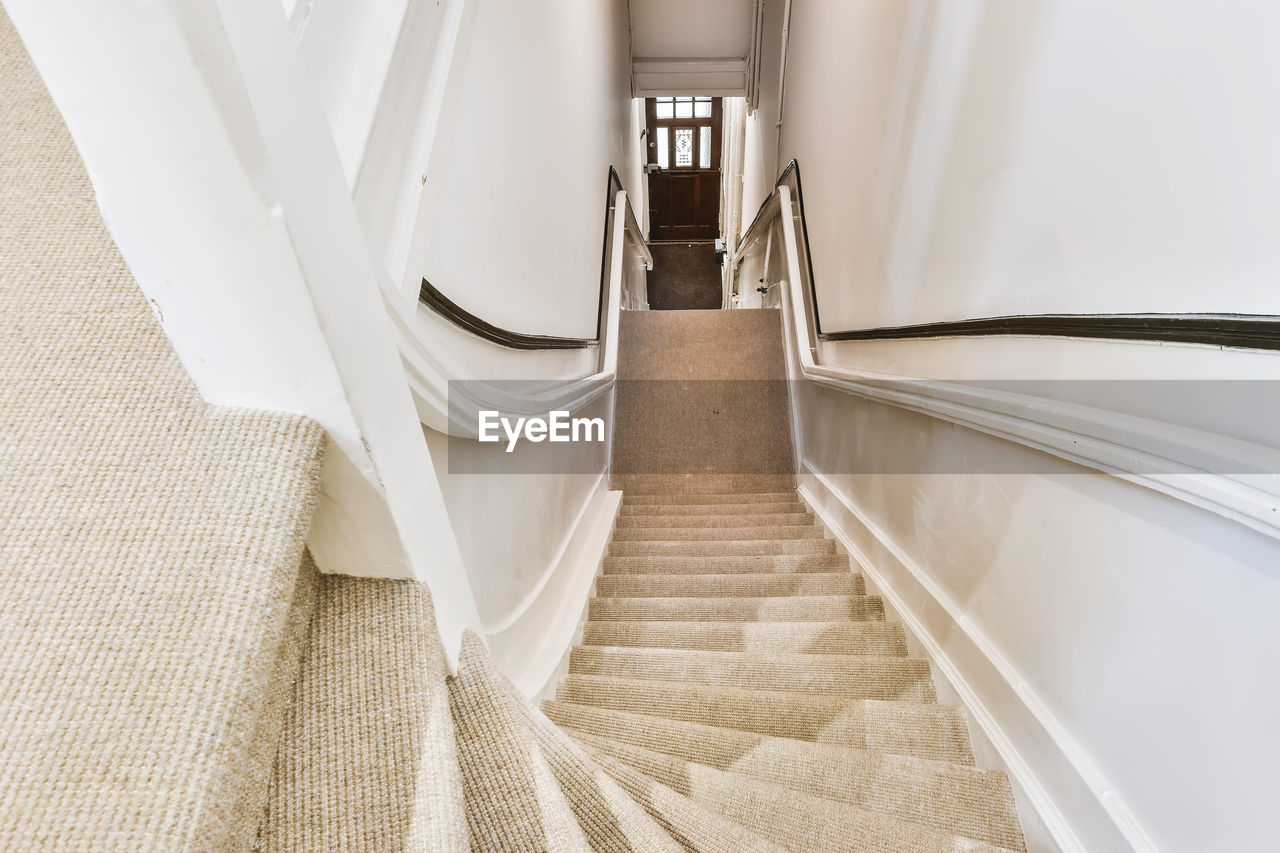 High angle view of staircase in building