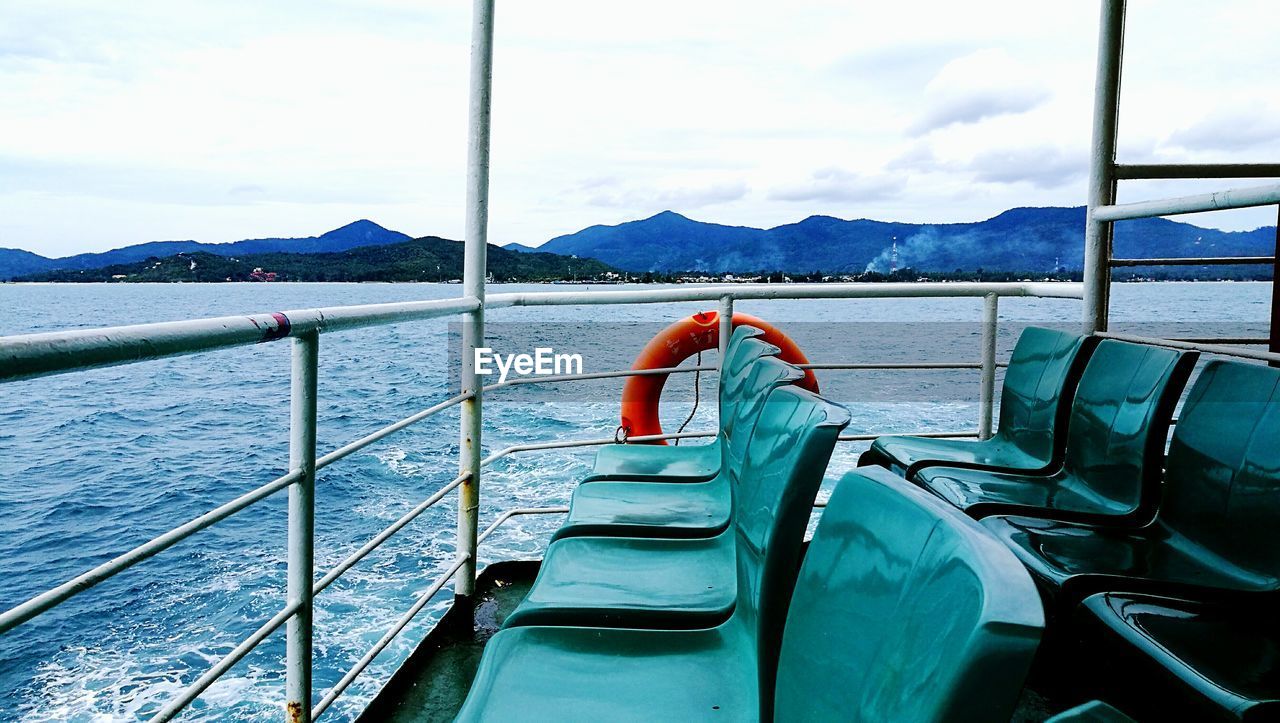 View of boat on sea against sky