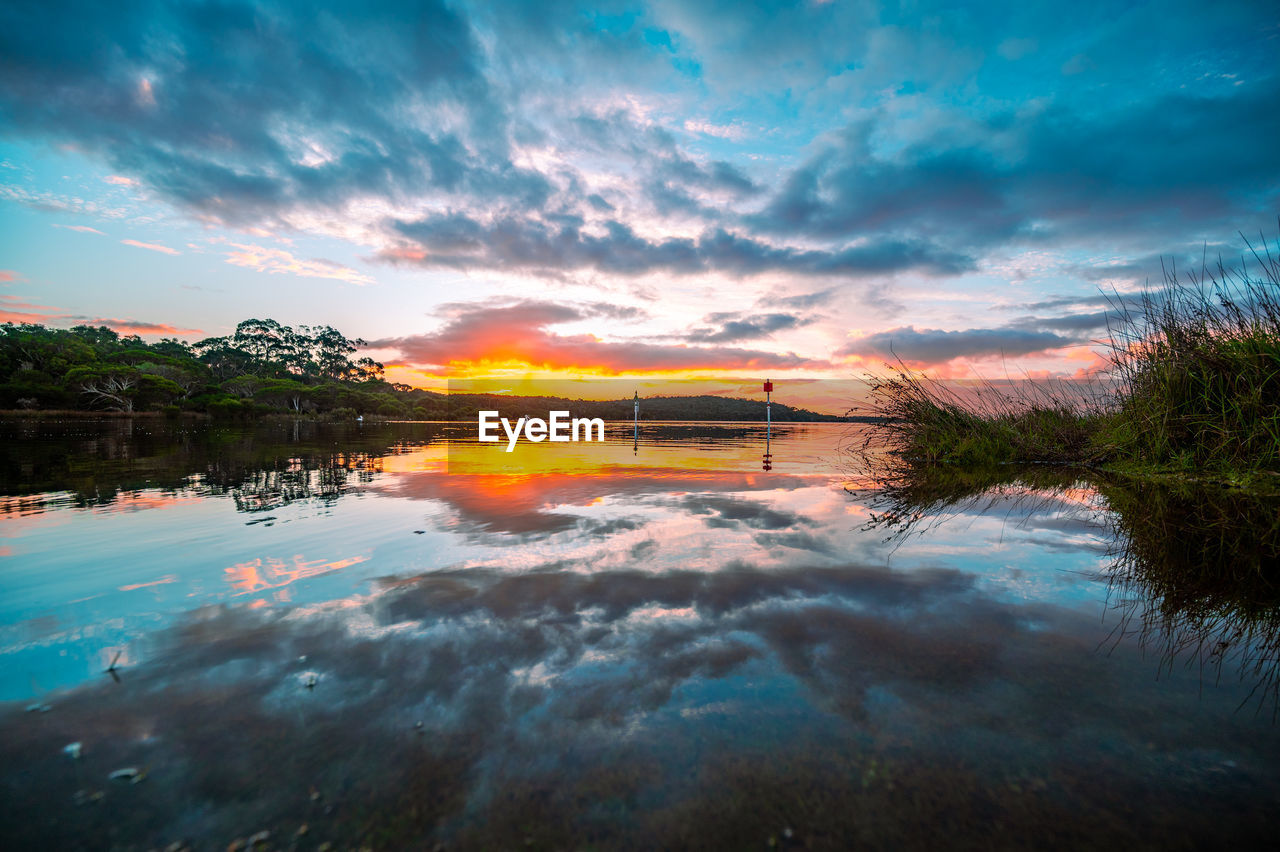 SCENIC VIEW OF LAKE DURING SUNSET