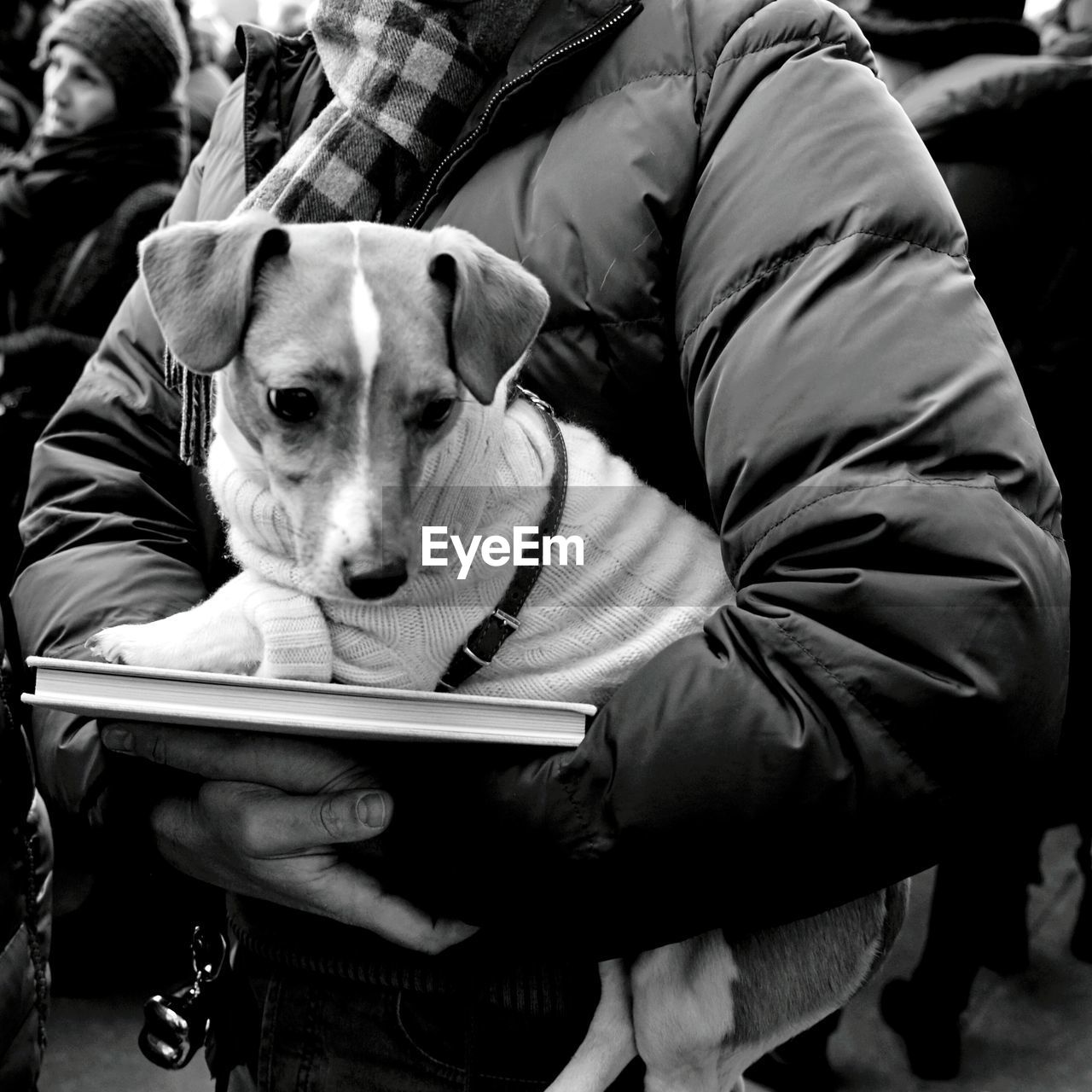 Man holding dog