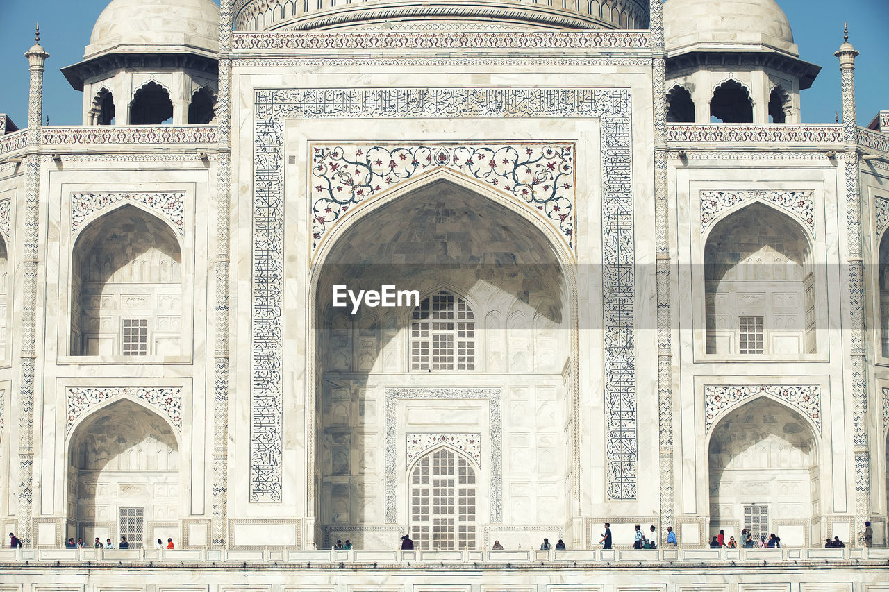 Low angle view of taj mahal on sunny day