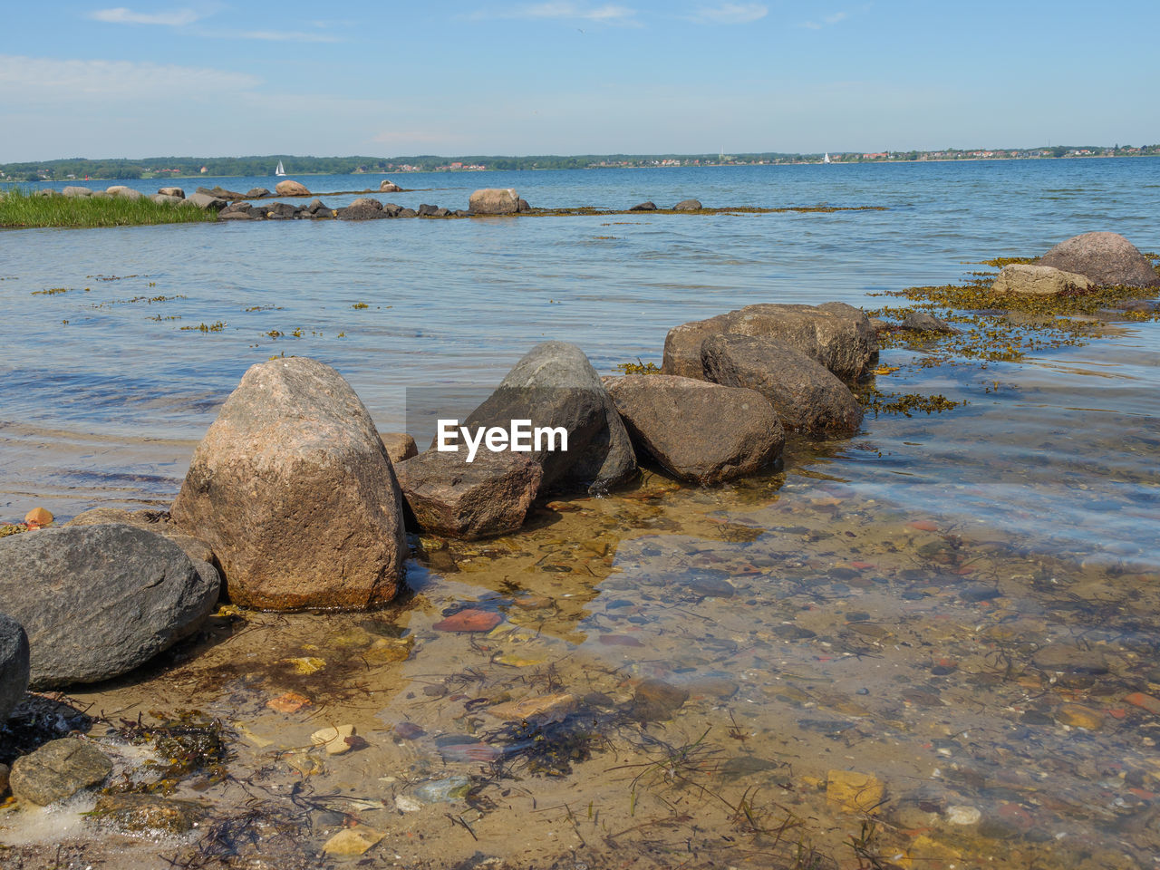 ROCKS ON SHORE AGAINST SKY