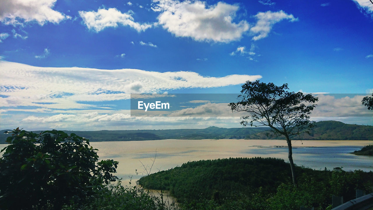 SCENIC VIEW OF LAKE AND TREES AGAINST SKY