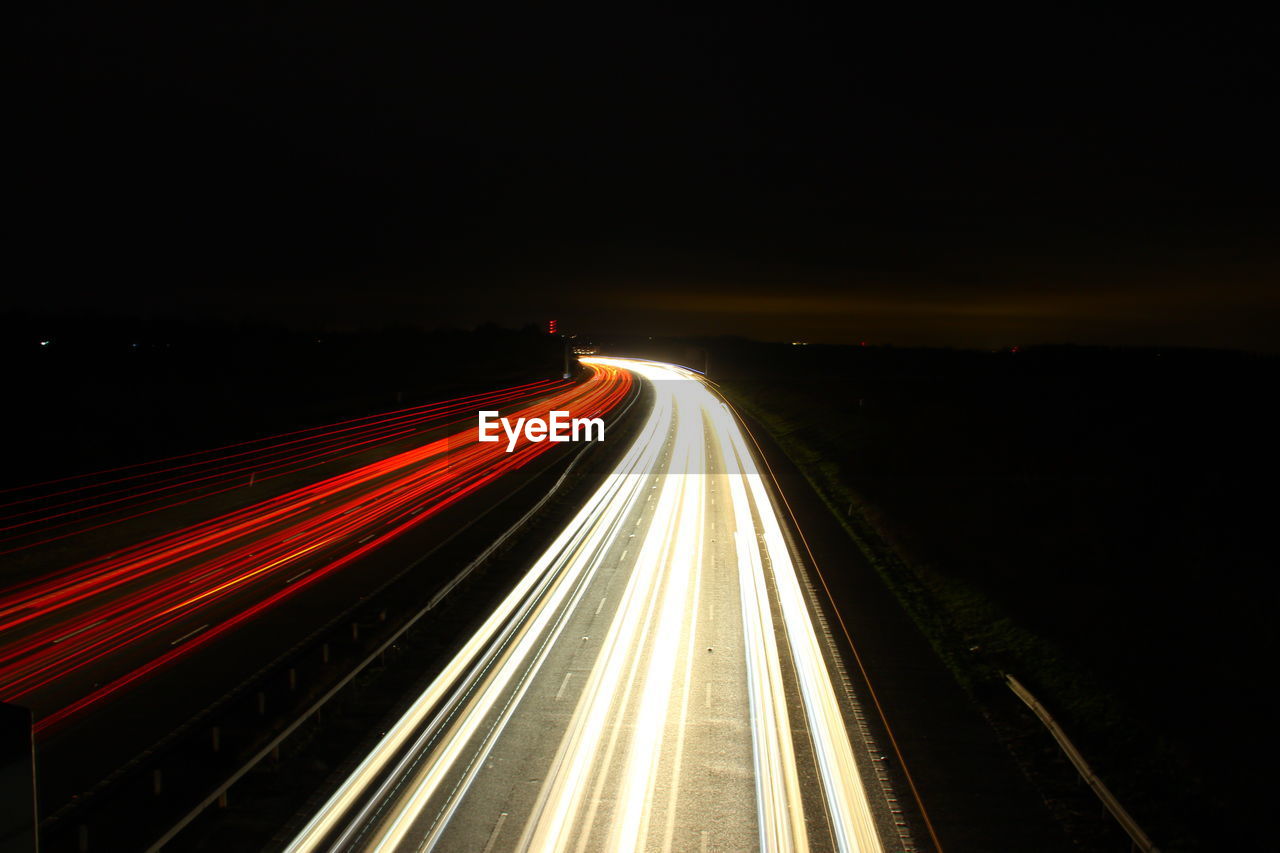 Light trails on highway at night