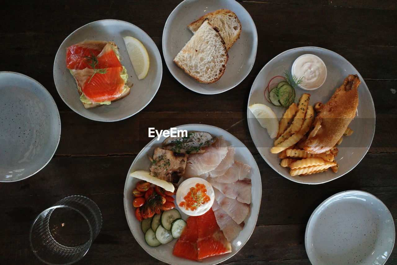 High angle view of food on table