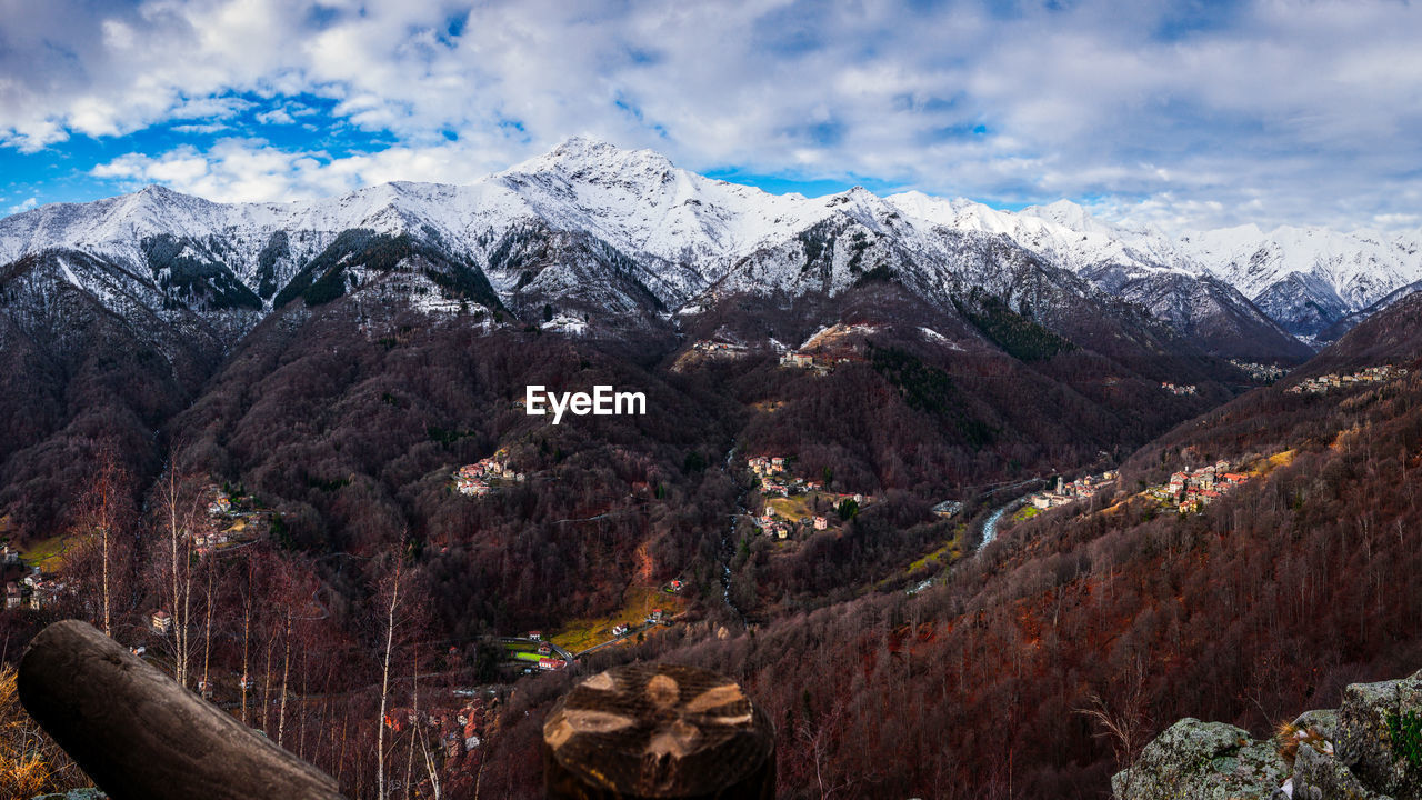 Scenic view of mountains against sky