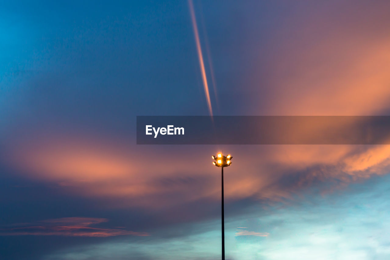 Lighting pole on sky blue background