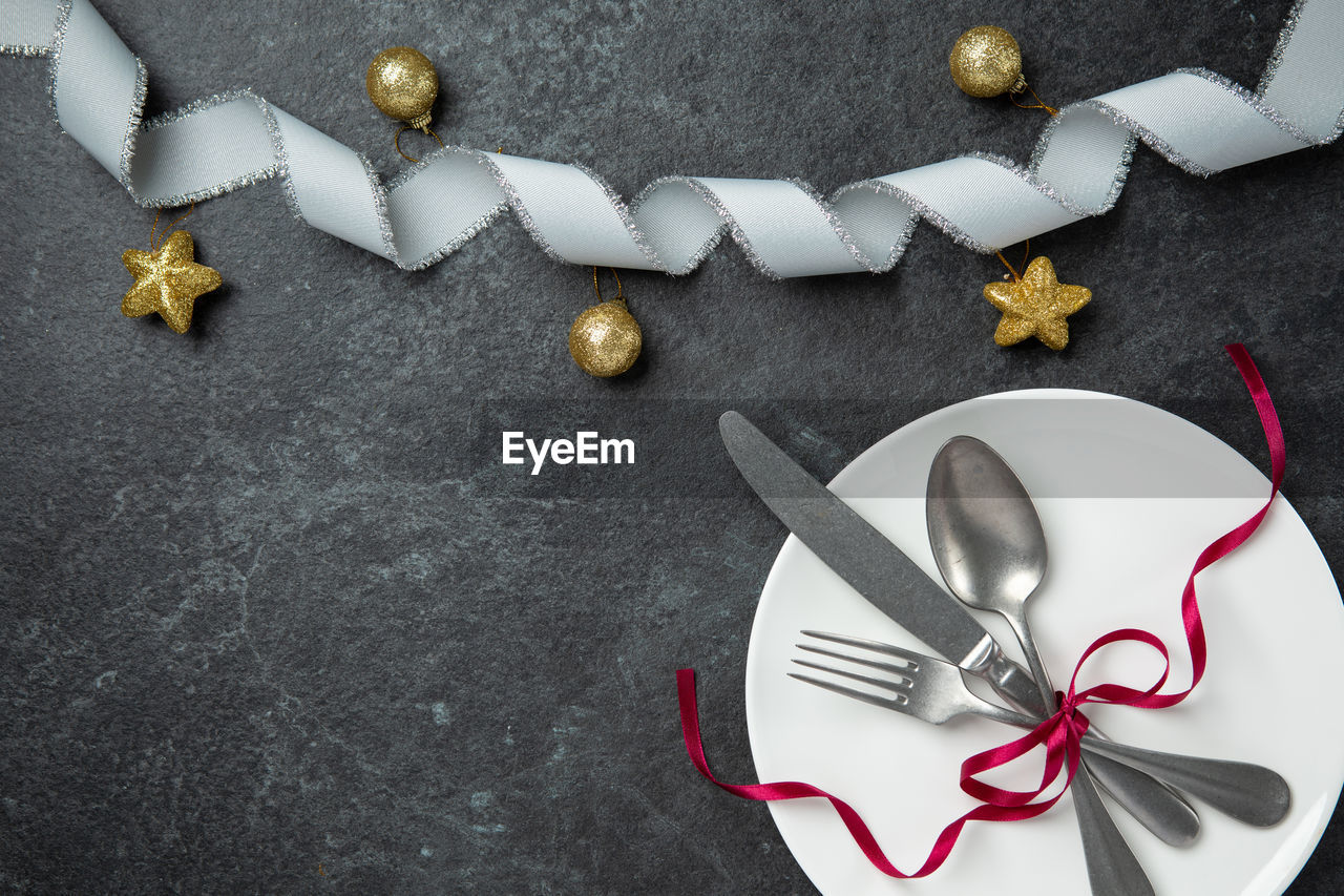 Close-up of christmas decoration on table