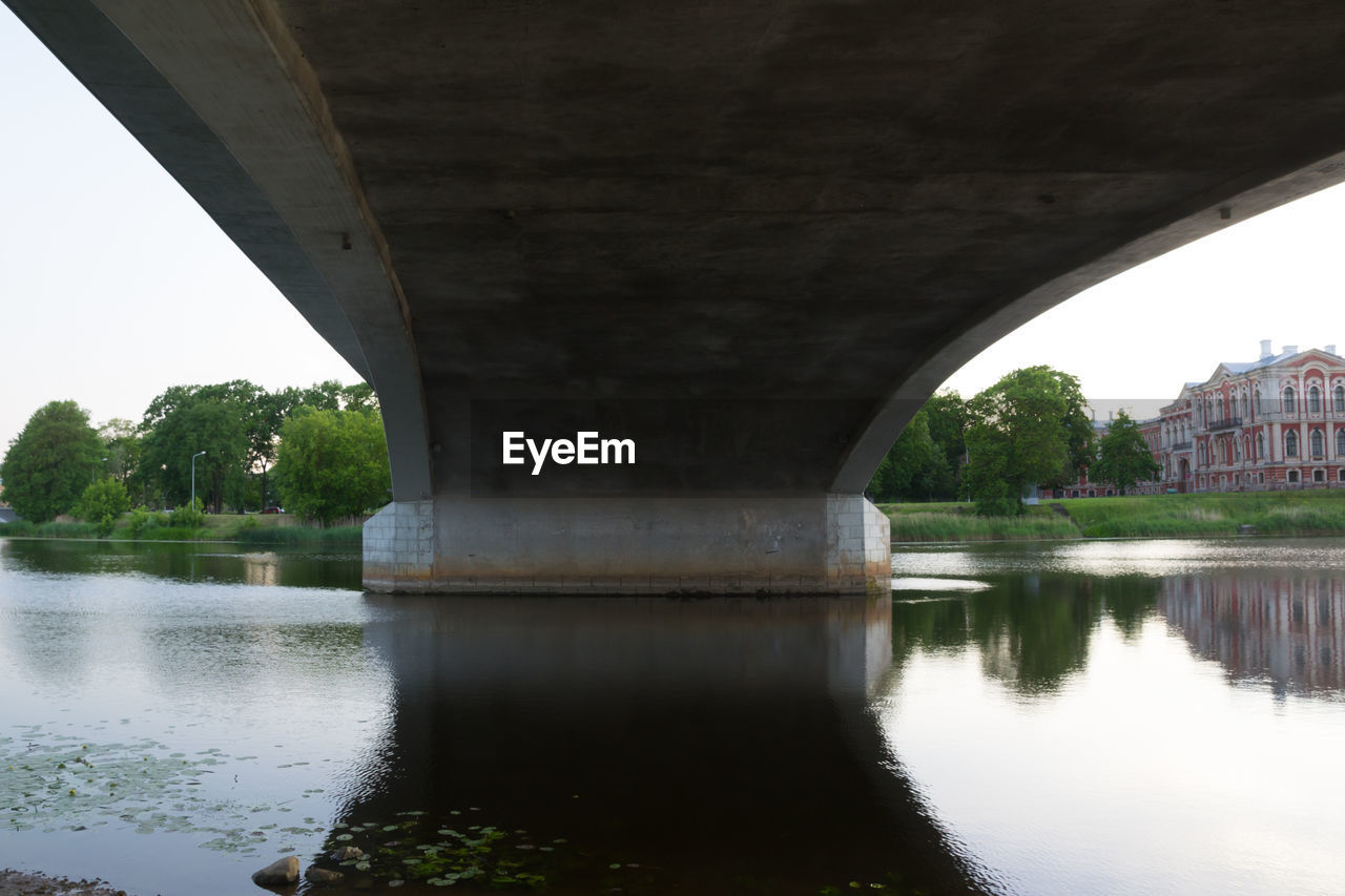 Reflection of bridge on river