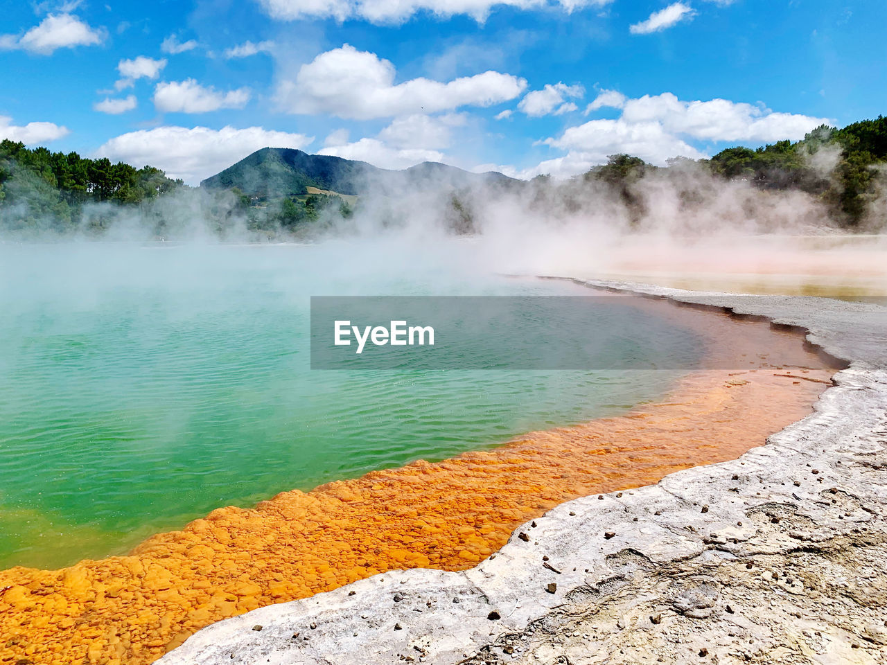 Scenic view of the champagne pool in new zealand