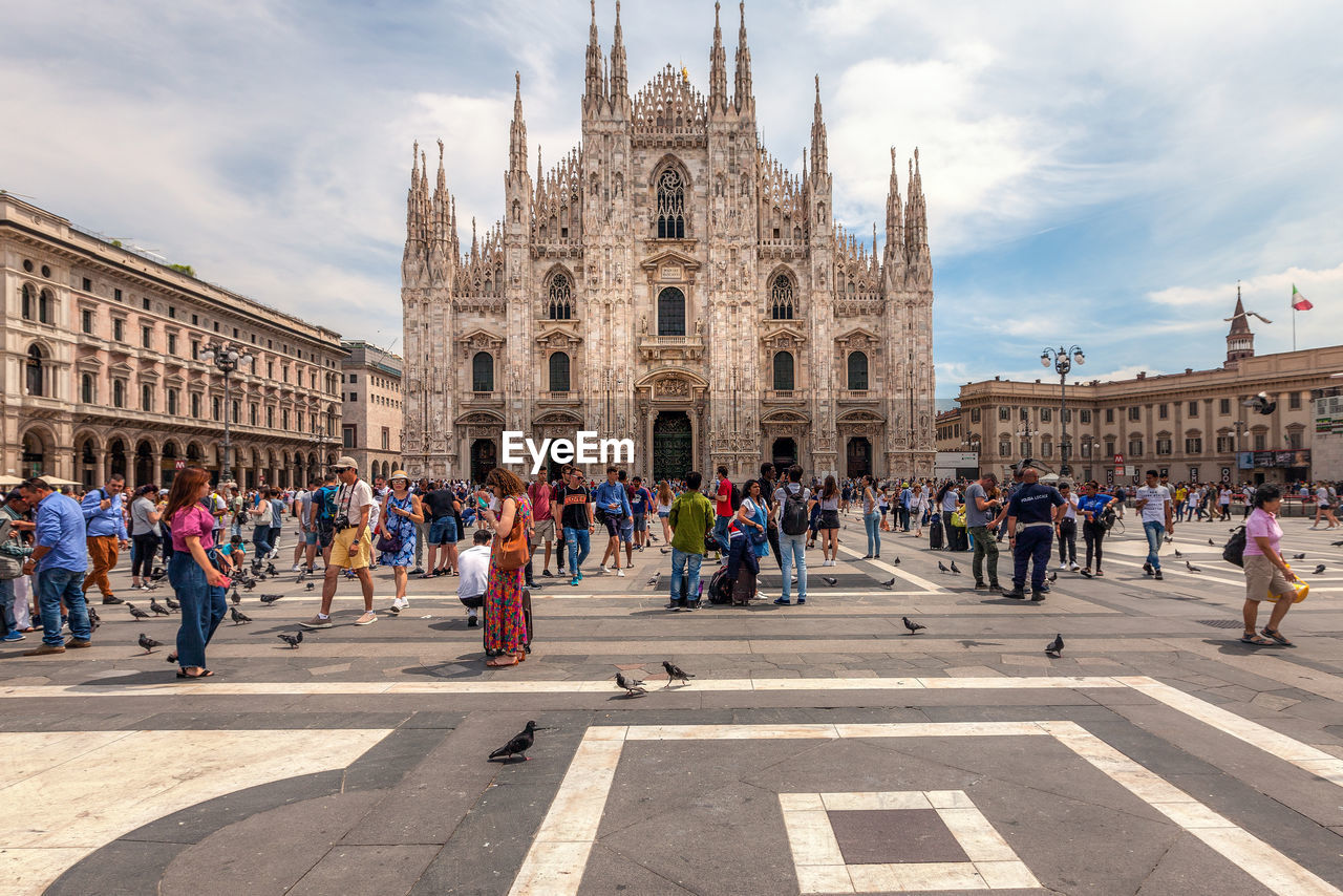 Front view to  duomo di milano - one of the largest cathedrals in the world from the square, italy