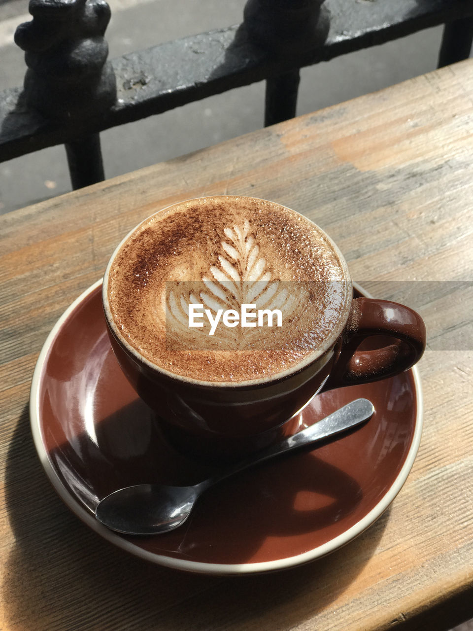 High angle view of coffee on table