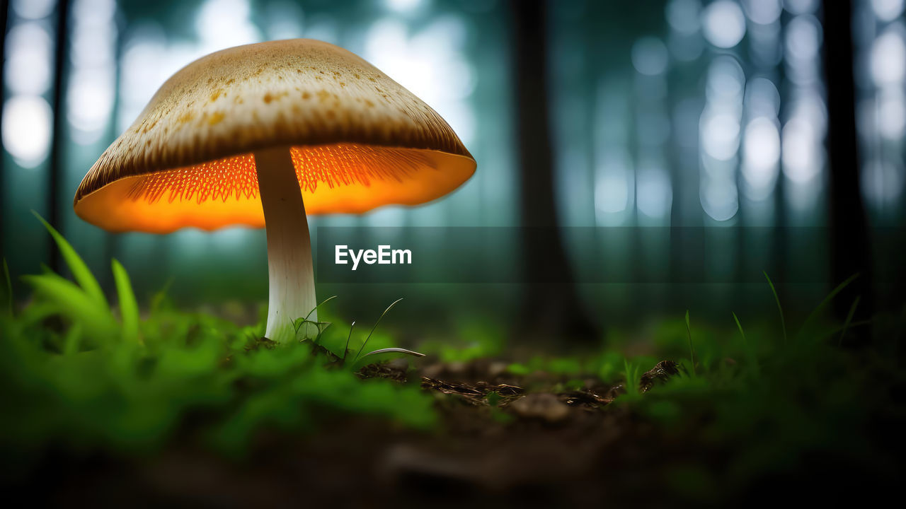 mushroom, fungus, nature, plant, vegetable, growth, food, forest, macro photography, land, tree, yellow, close-up, green, sunlight, beauty in nature, light, no people, selective focus, autumn, woodland, toadstool, leaf, surface level, food and drink, outdoors, edible mushroom, freshness, fragility, grass, fly agaric mushroom, focus on foreground