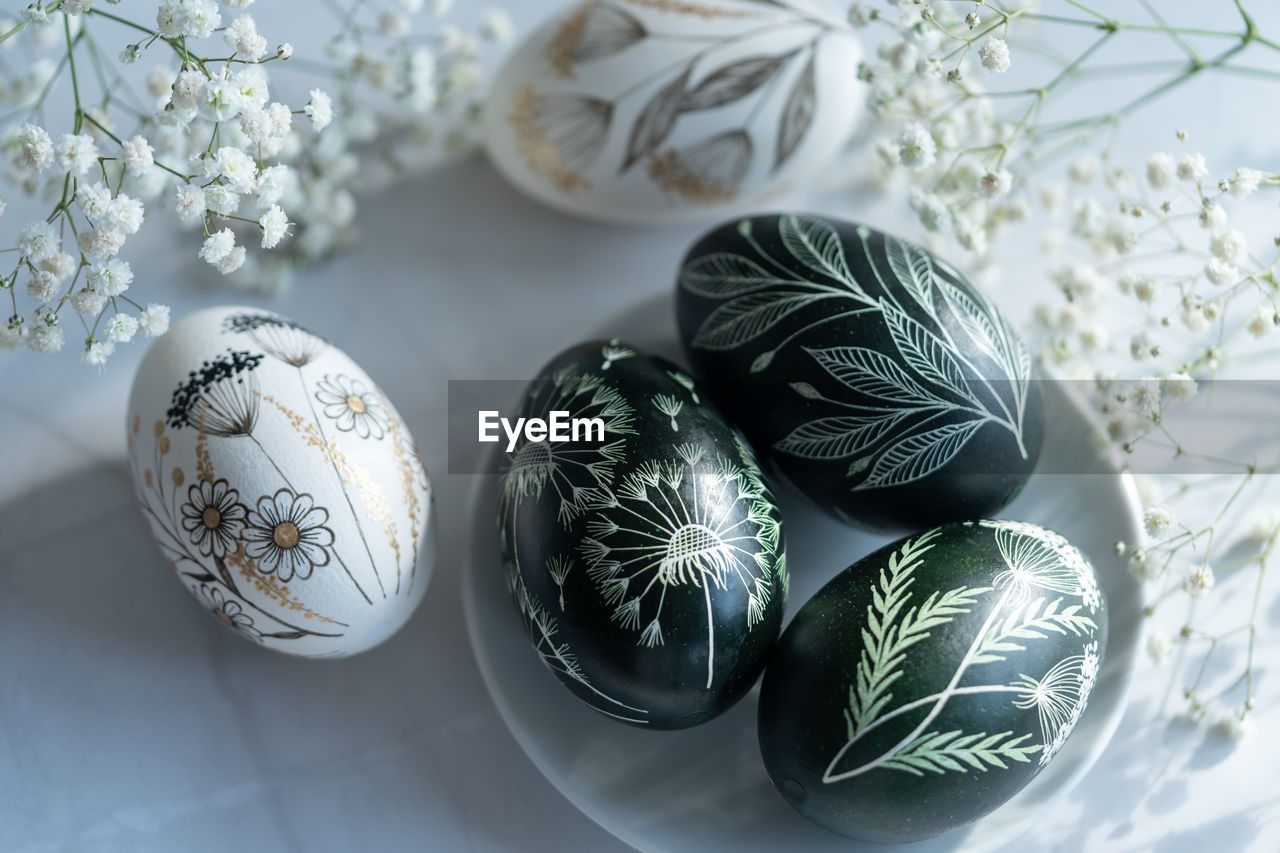 close-up of christmas decorations on table