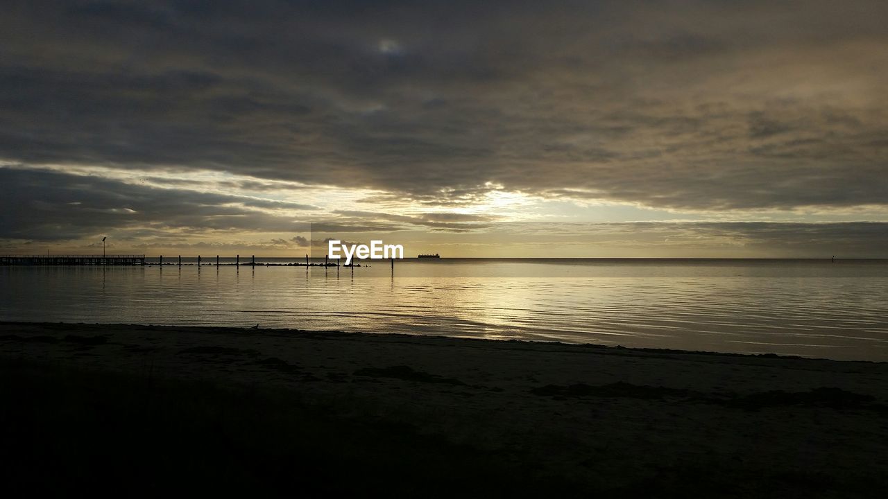 SCENIC VIEW OF SEA AT SUNSET