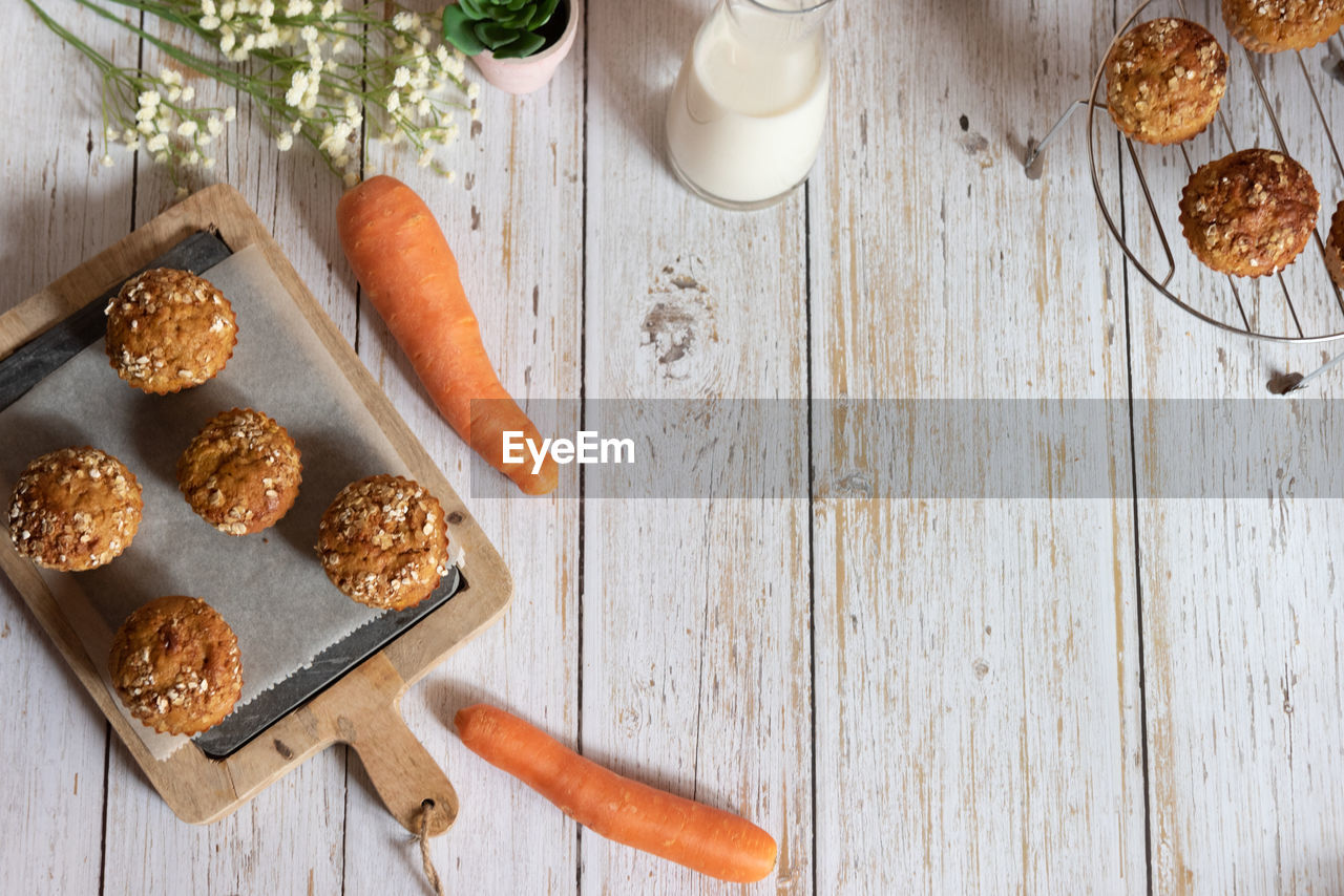 HIGH ANGLE VIEW OF BREAKFAST ON TABLE AT HOME