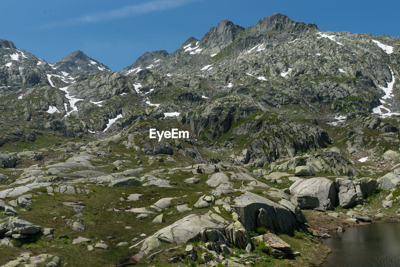 Scenic view of rocky mountains against sky