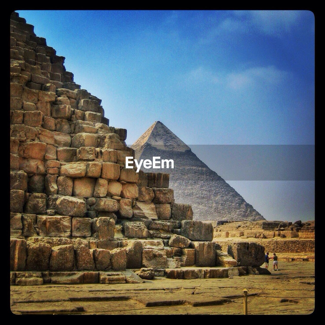 Ancient pyramid against sky