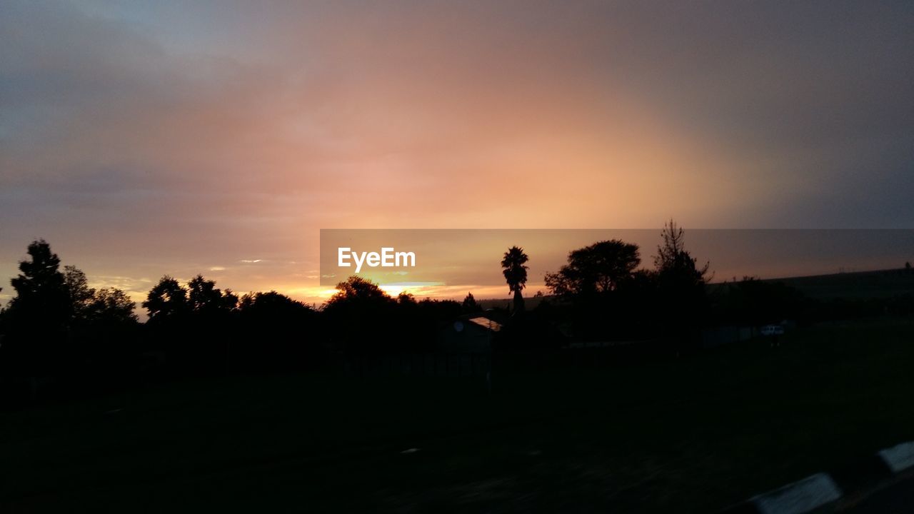 Silhouette landscape at sunset