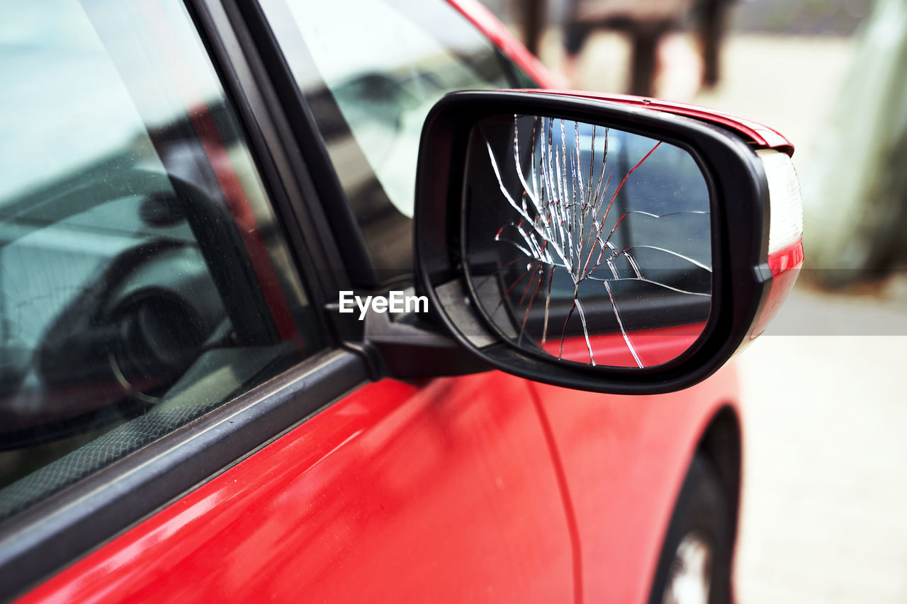 reflection on side-view mirror