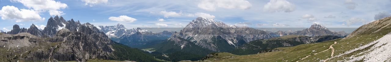 Panoramic view of landscape and mountains against sky