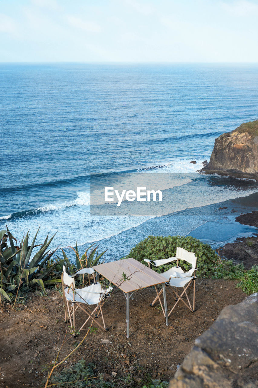 high angle view of sea against sky