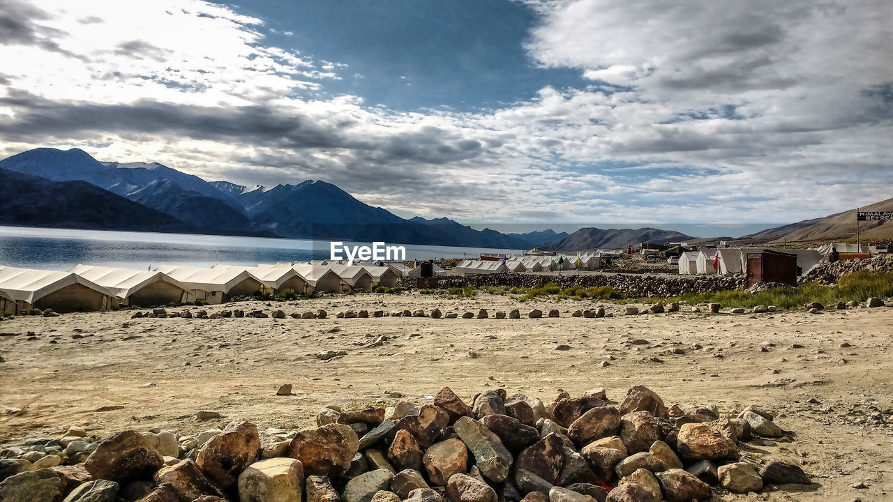 Scenic view of beach against sky