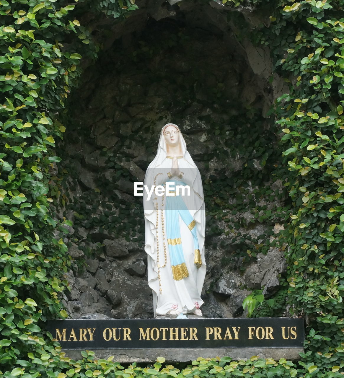 Low angle view of virgin mary statue