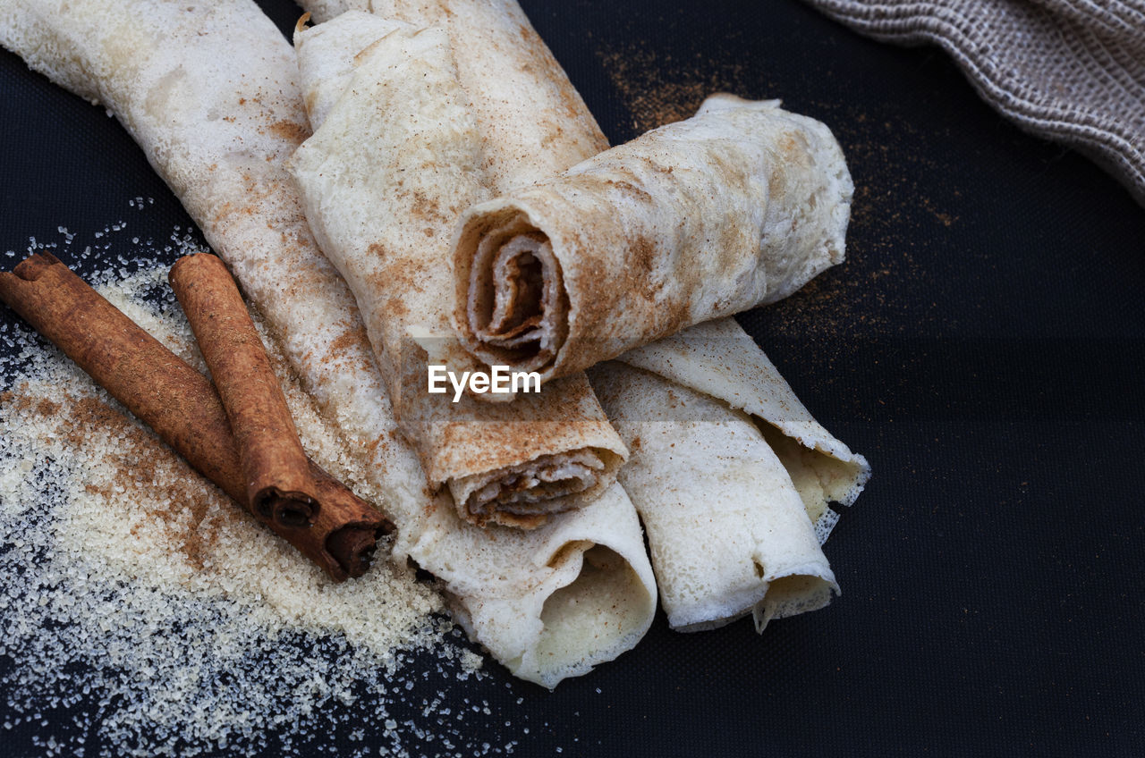 South african sweet cinnamon and sugar pancakes or pannekoek