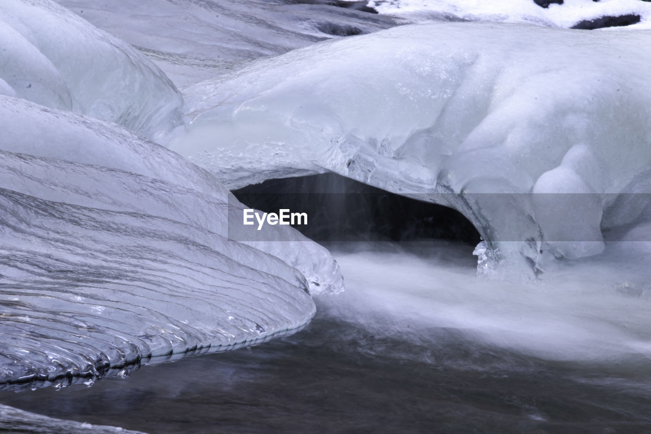 Aerial view of frozen river