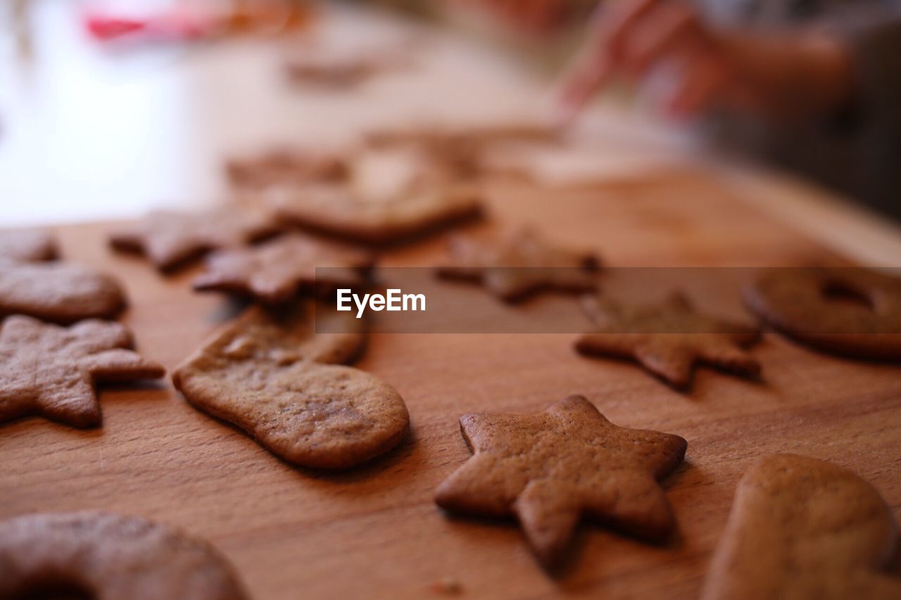 Close-up of gingerbread cookies on table