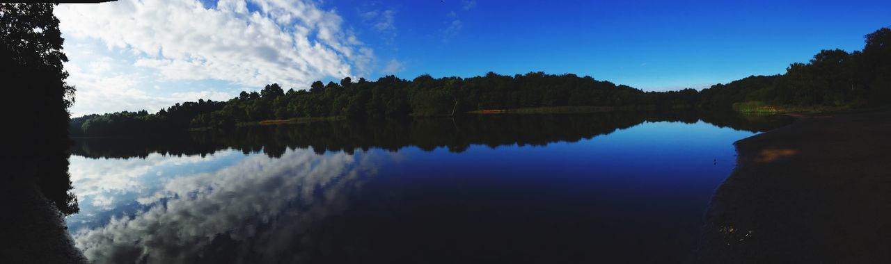 SCENIC VIEW OF CALM LAKE AGAINST SKY