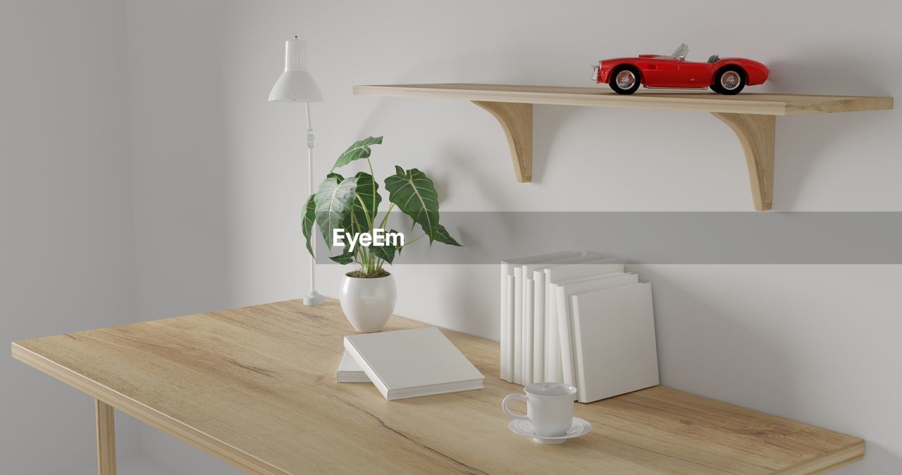 Potted plant on table at home