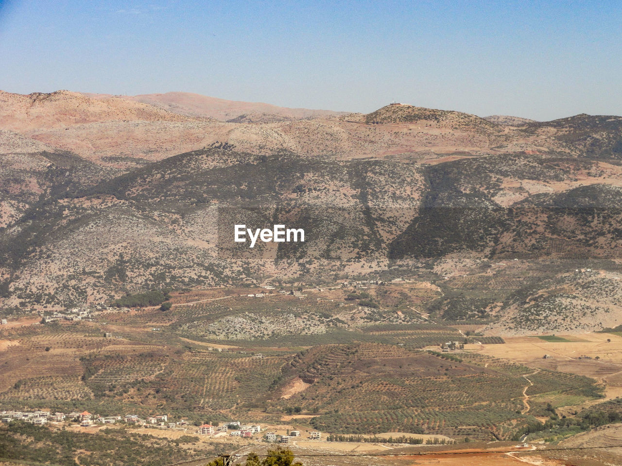 Scenic view of mountains against clear sky