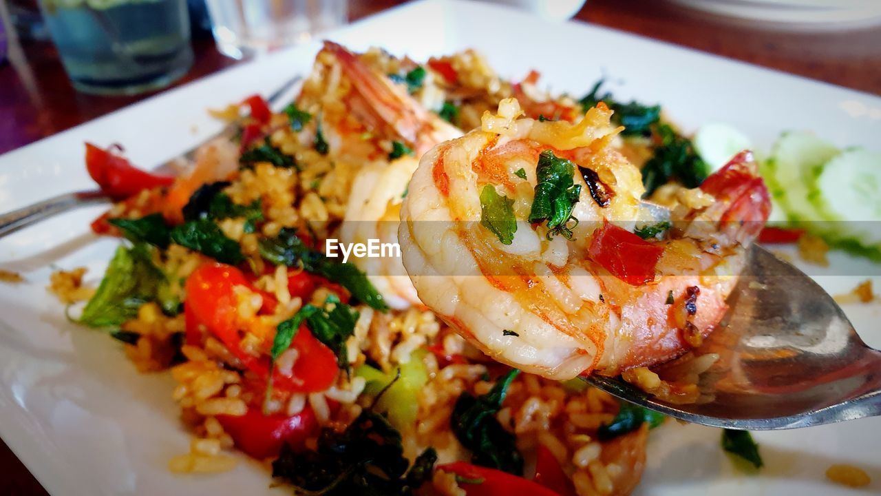 HIGH ANGLE VIEW OF SALAD SERVED IN PLATE