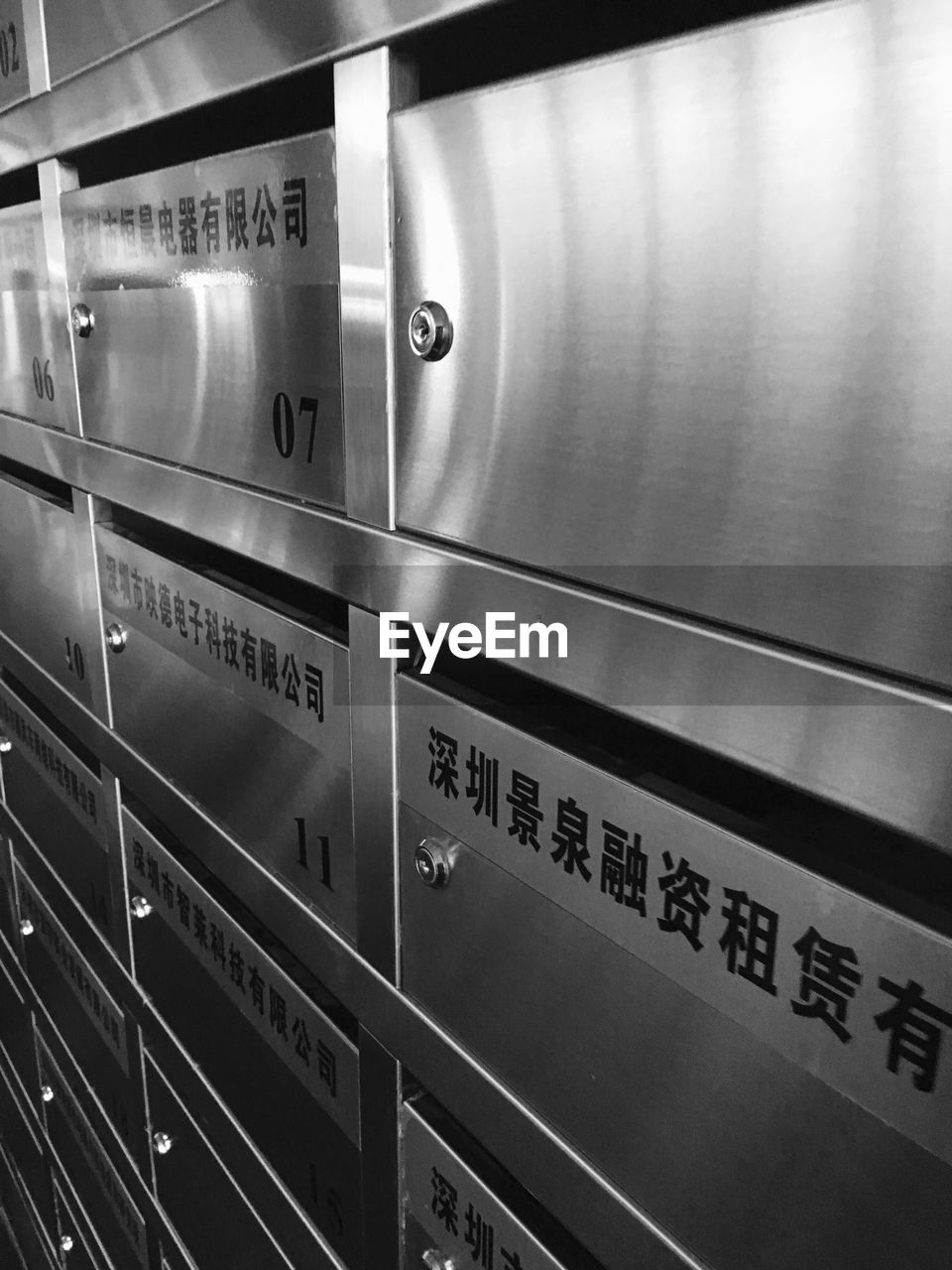 Full frame shot of lockers in post office