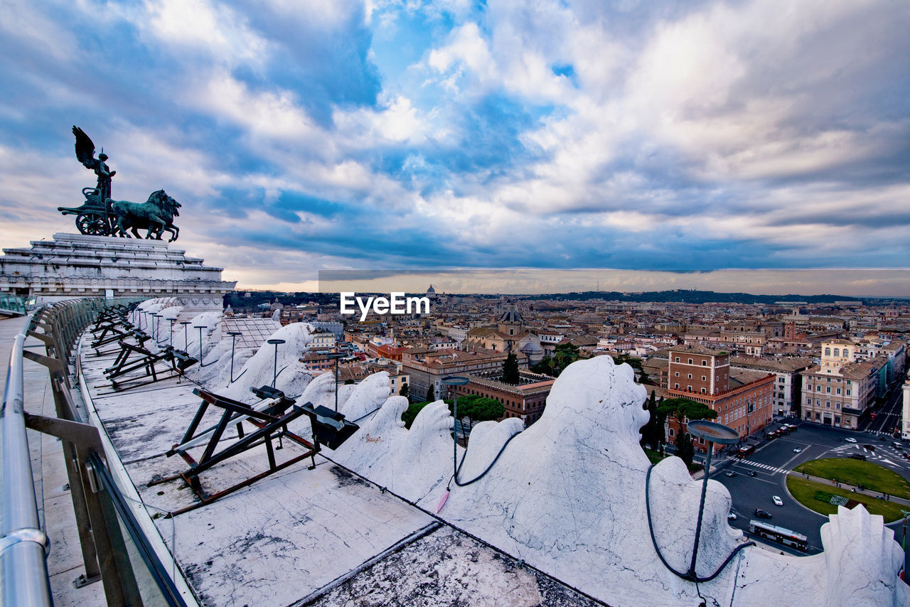 High angle view of cityscape against sky