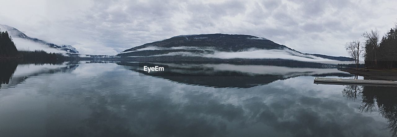 Panoramic view of lake against sky during winter