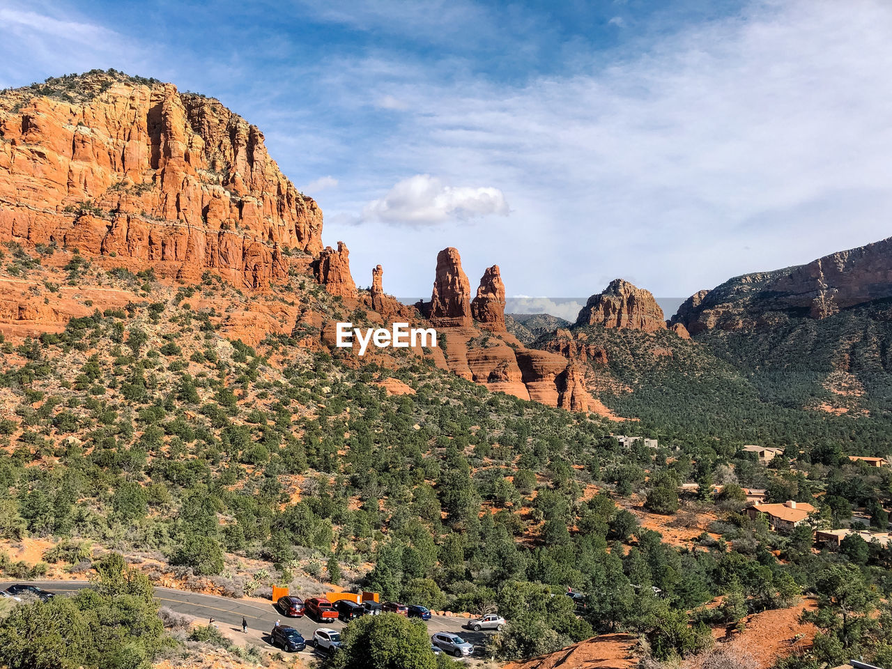 Scenic view of mountain range against sky