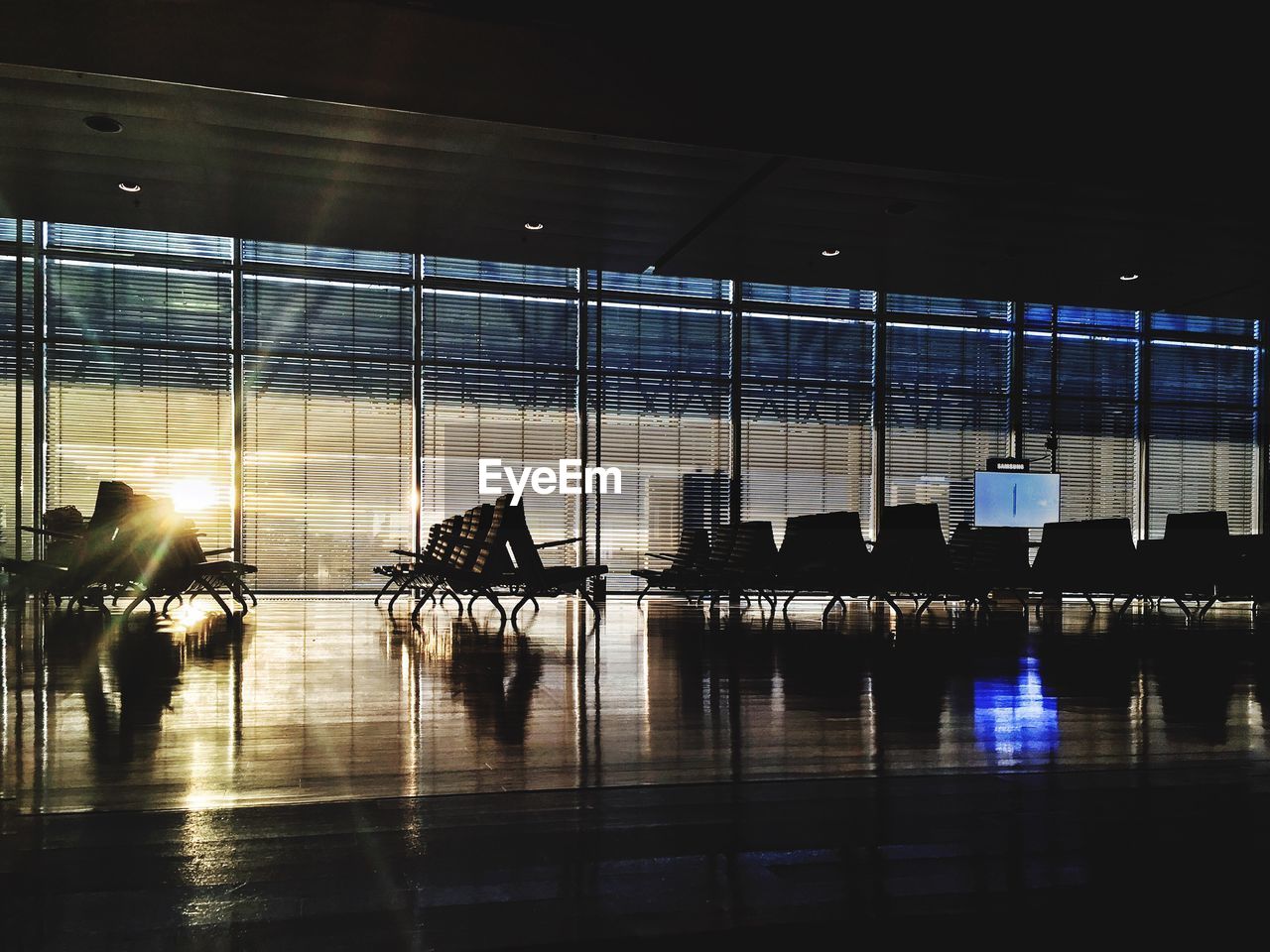 Silhouette chairs at airport