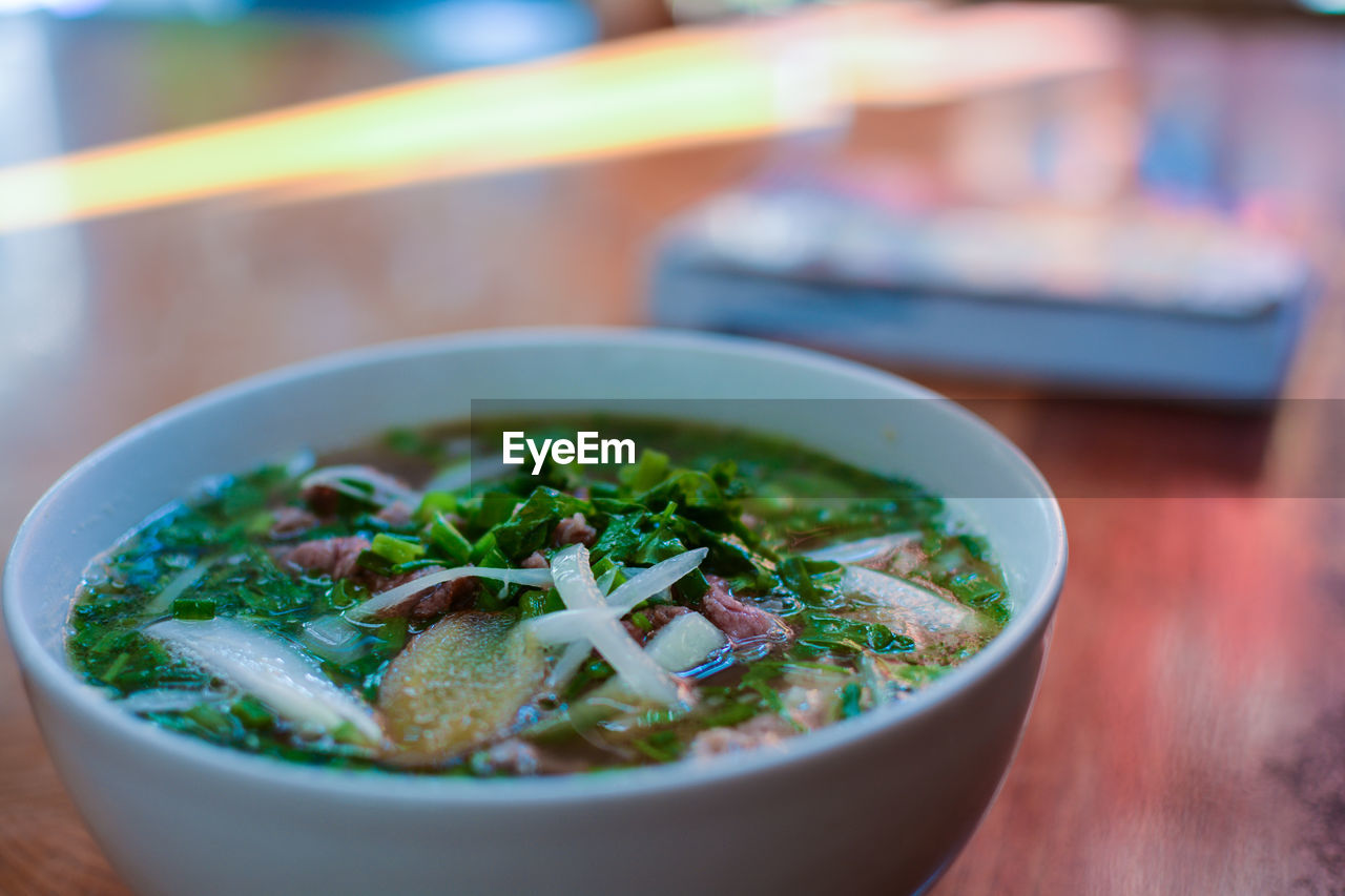 Close-up of food in bowl on table