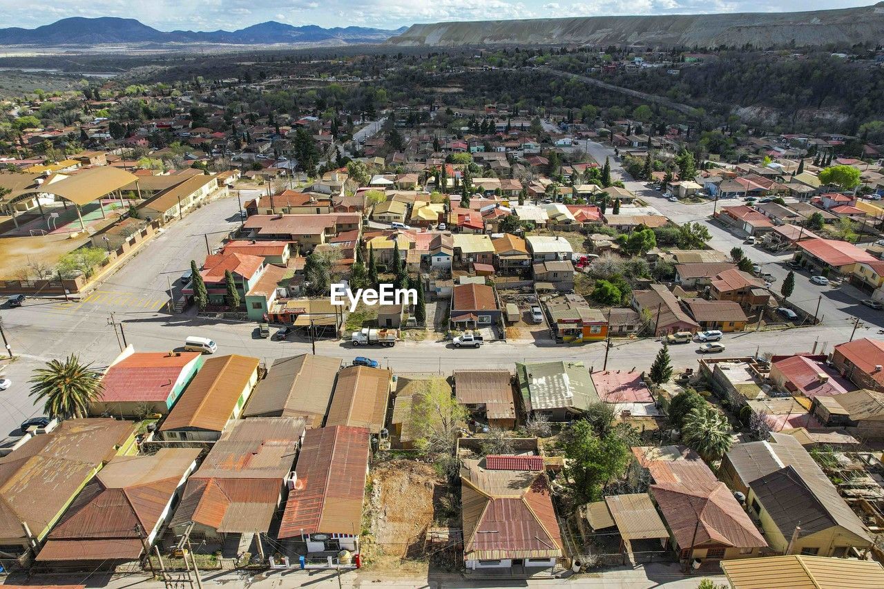 high angle view of townscape