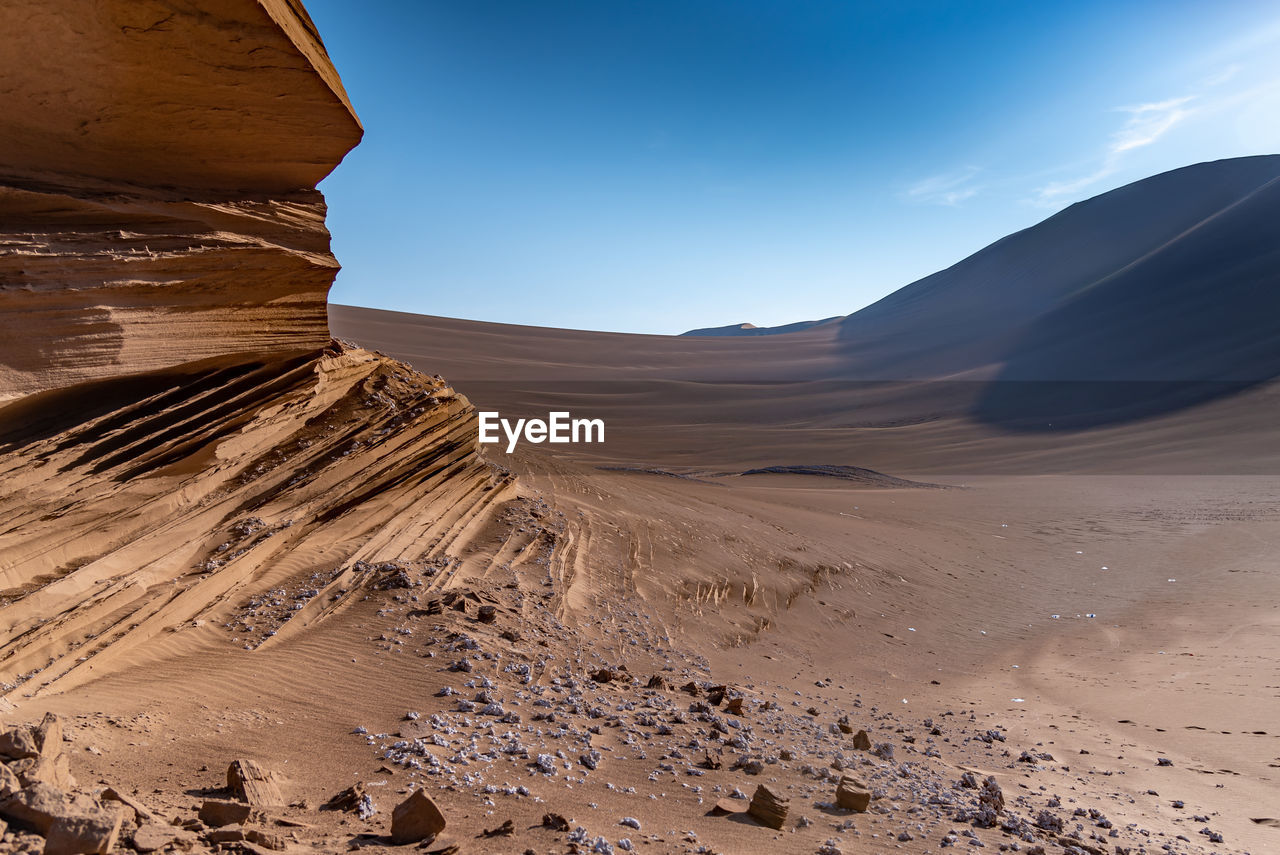 The formation of kaluts or sand stones or yardang in dasht e lut or sahara desert, iran. 