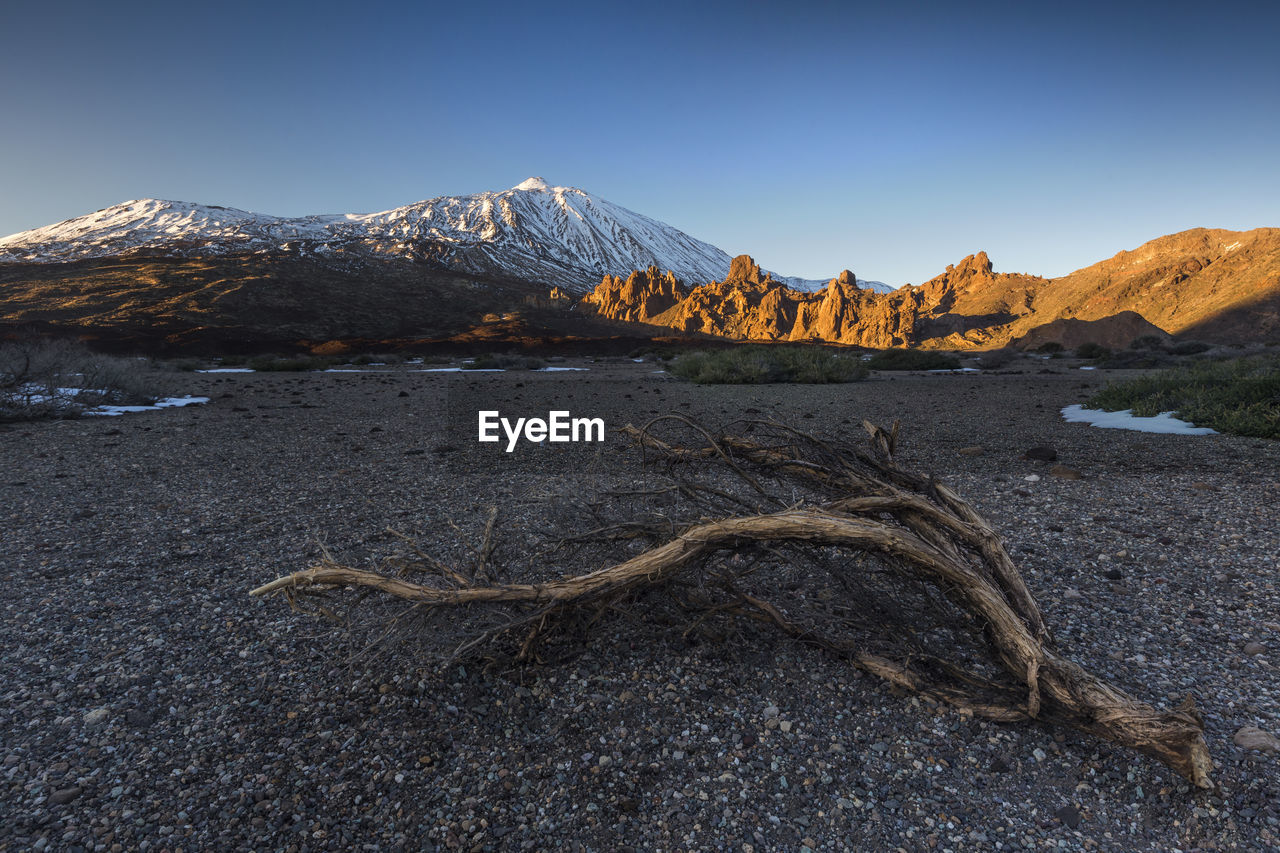 Scenic view of snowcapped mountains against clear sky, tenerife