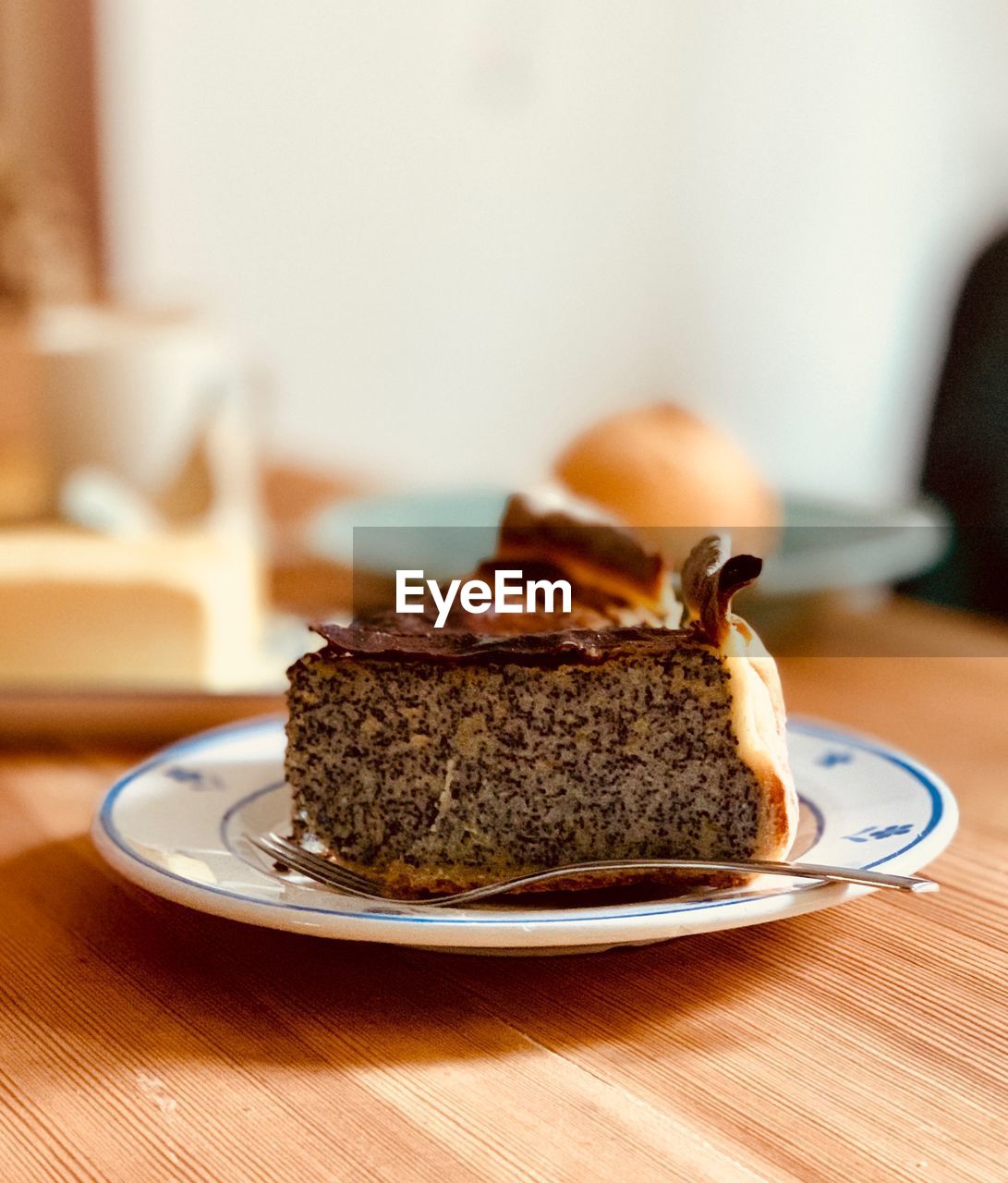 Close-up of cake in plate on table