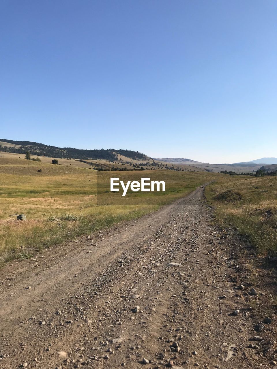 Road passing through landscape against clear sky